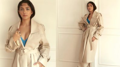 Mrunal Thakur is redefining elegance in beige blazer and blue bralette, see pics