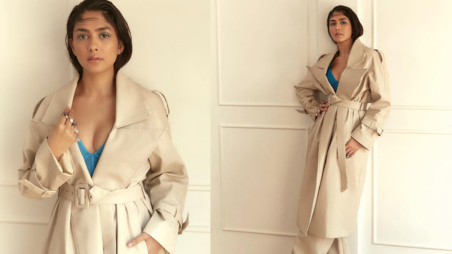 Mrunal Thakur is redefining elegance in beige blazer and blue bralette, see pics 846676