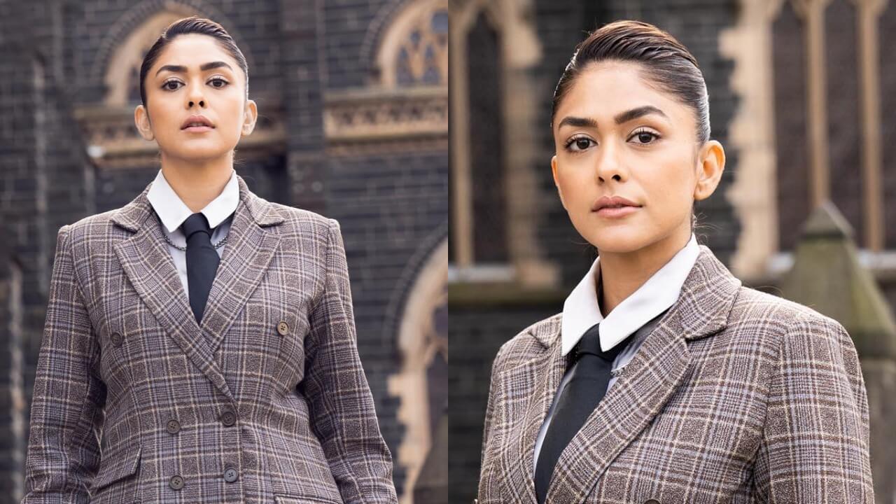 Mrunal Thakur prompts boss glam in checkered suit, see pics 842305