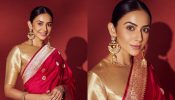 Rakul Preet Singh blows saree siren in red ‘Chand Buta’ Varanasi silk