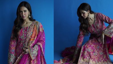 Sonam Bajwa Channels Royal Allure In Pink Intricately Crafted Salwar Suit