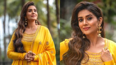 Sonali Kulkarni Shines Bright In Elegant Yellow Anarkali Dress