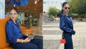 Ace Street Style Like Anushka Sen In Navy Blue Shirt, Jeans Pant With Red Lipstick Shade And Specs