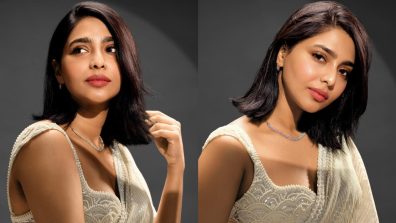 Aishwarya Lekshmi personifies ‘white divine’ in metallic saree, fans in awe