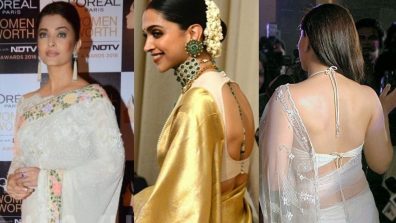 Aishwarya Rai Bachchan, Kareena Kapoor and Deepika Padukone show the perfect blouse back designs for your traditional six yards