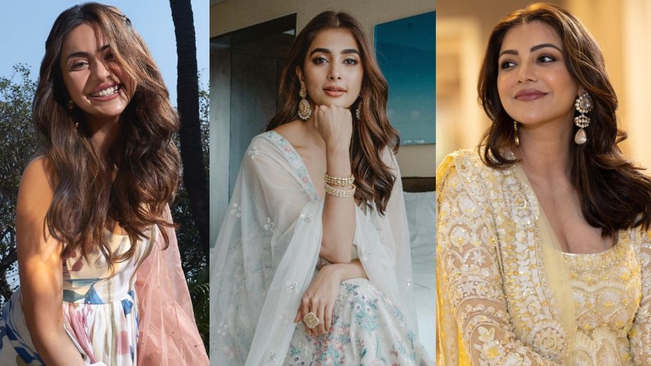 Deck up in trendy Anarkalis like Kajal Aggarwal, Pooja Hegde and Rakul Preet Singh [Photos] 854383