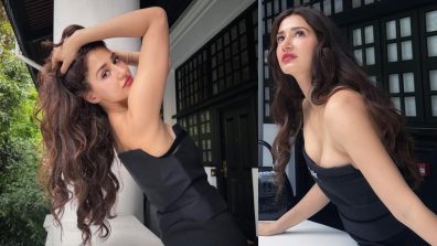 Disha Patani dazzles in an off-shoulder black Versace dress