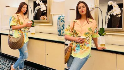 Divyanka Tripathi Looks Pretty In Digital Print Shirt And Ripped Denim