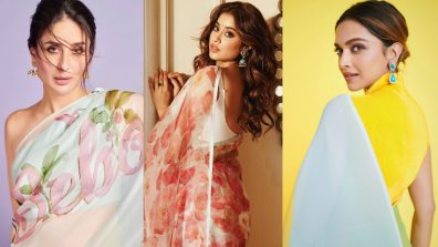 Flowy Organza Sarees & Trendy Blouse Back Designs: Deepika, Janhvi, Kareena’s Picks