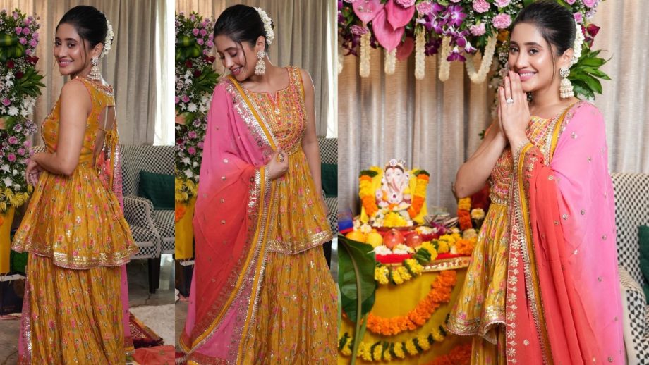 Ganesh Chaturthi Elegance: Shivangi Joshi Dazzles In Yellow Gharara Set 854404