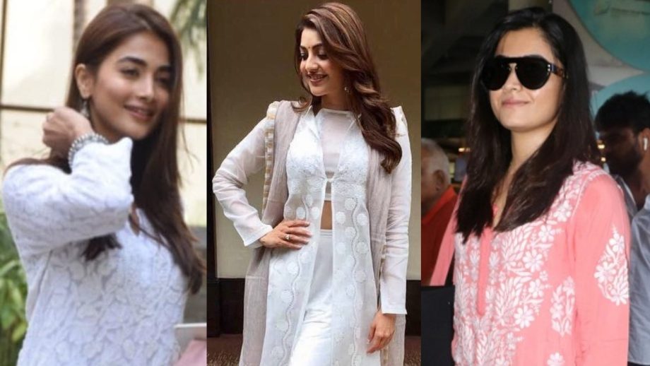 Get ready with Kajal Aggarwal, Pooja Hegde and Rashmika Mandanna in chikankari kurtis [Photos] 856711