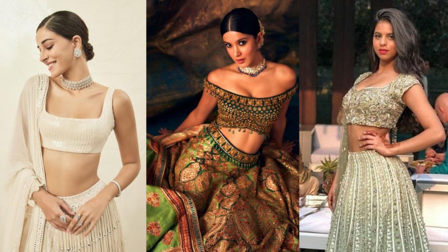 Get The Code To Be 'Sassy' In Crop Top Lehengas From Ananya Panday, Shanaya Kapoor And Suhana Khan 854828