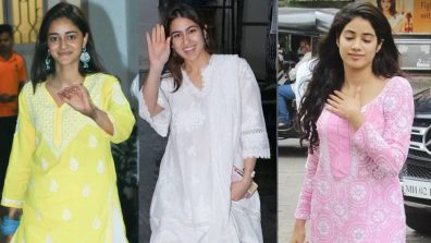 Simple chikankari kurti can save your busy days! Take cues from Ananya Panday, Janhvi Kapoor and Sara Ali Khan