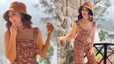 Hansika Motwani’s floral dungaree is perfect for you Autumn blues