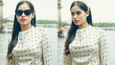 Jannat Zubair Flaunts Vintage Style In Black Polka Dots Top And Denim With Black Glasses