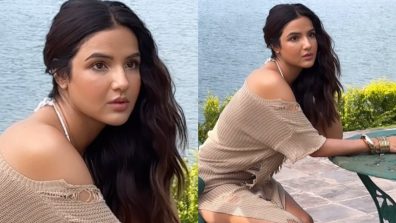 Jasmin Bhasin ups sass in a cutout beige maxi dress, and Arjit Taneja feels the heat