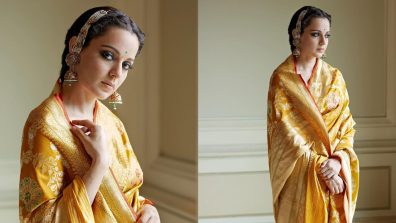 Kangana Ranaut articulates vintage romance in yellow Banarasi saree