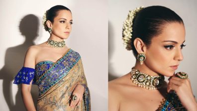 Kangana Ranaut Exudes Galactic Glow Decked In Stones And Sequins Embellished Saree