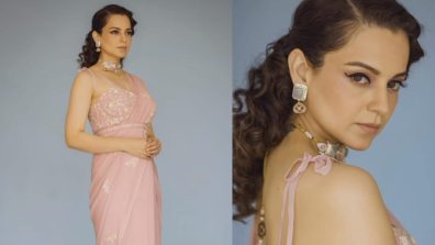 Kangana Ranaut slays In Soft Pink Saree With Bustier Blouse, See Pics