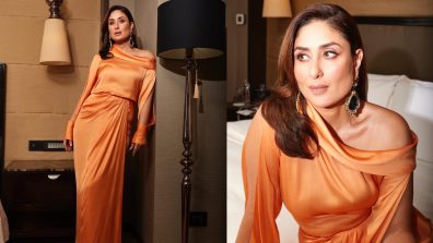 Kareena Kapoor Spells Chic Glam In Coral Satin Gown With Frills, See Photos