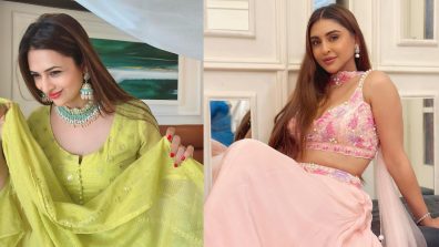 Learn traditional aesthetics in modern lehenga choli designs from Divyanka Tripathi and Krystle Dsouza [Photos]