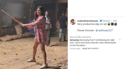 Malavika Mohanan Enjoys Fun Banter Playing With Flowers On Set, Fan Misunderstands