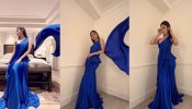 Mouni Roy casts dreamy spell in navy blue gown saree, watch
