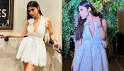 Mouni Roy Is Centre Of Attraction In White Plunge-neck Mini Dress With Boots Heels, Handbag