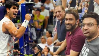 MS Dhoni Enjoys Carlos Alcaraz vs. Alexander Zverev Match At US Open 2023