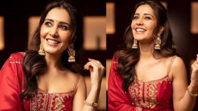 Raashi Khanna’s minimalist guide to new age bridal fashion: Scoop neck blouse, ruffle skirt and more