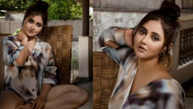 Rashami Desai curls sensuality in satin tie-dye shirt dress, see pics