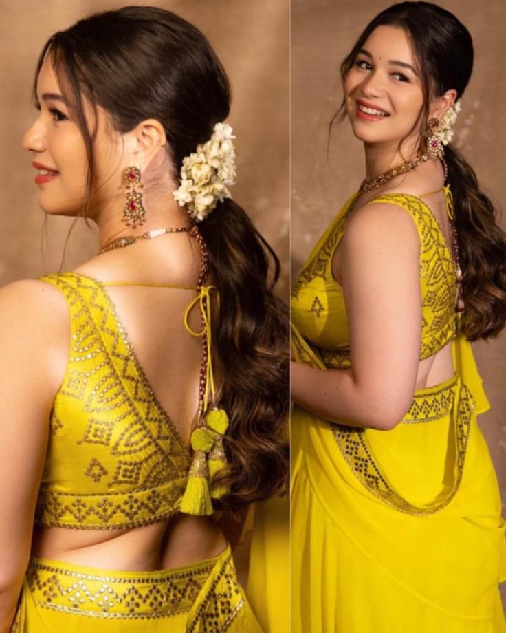 Sara Tendulkar embodies festive power in fluorescent yellow ruffle embroidered saree and backless blouse design [Photos] 854099