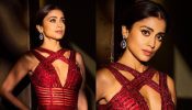 Shriya Saran sirens glam in glitter red cutout gown, see photos