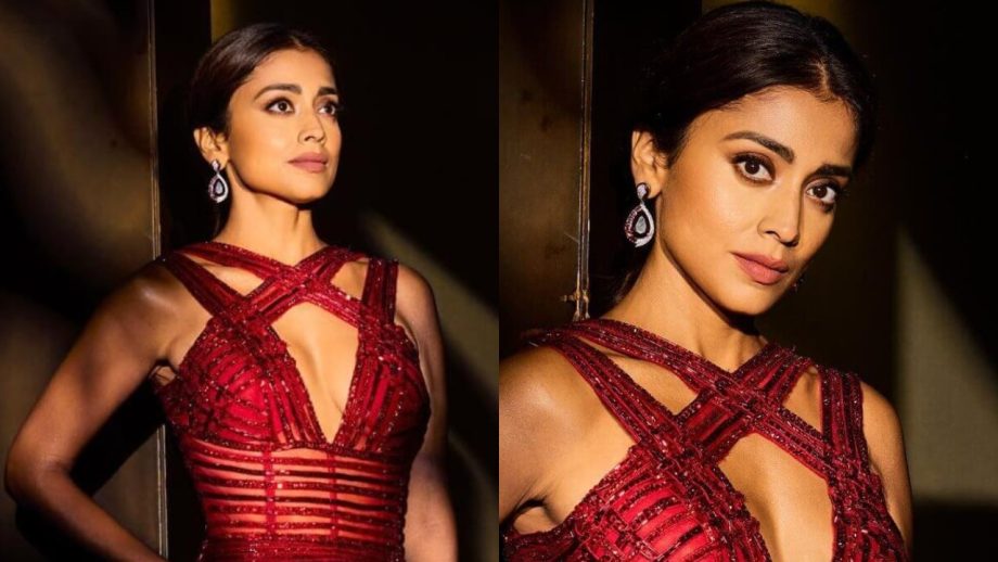 Shriya Saran sirens glam in glitter red cutout gown, see photos 853150