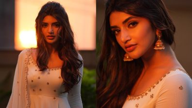 Sreeleela Goes Divine In Silhouette Hour Wearing White Anarkali With Jhumkas, See Photos