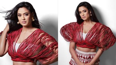 Stunner! Shweta Tiwari amplifies her tube top-pencil skirt with a red flair