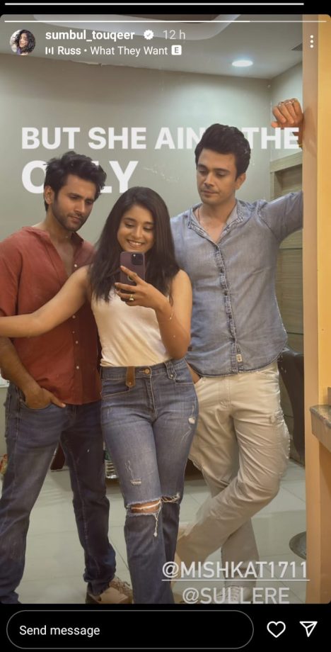 Sumbul Touqeer Poses With Co-Actors Of Her Sony TV Show Kavya Ek Jazba Ek Junoon, Mishkat Varma and Anuj Sullere 853130