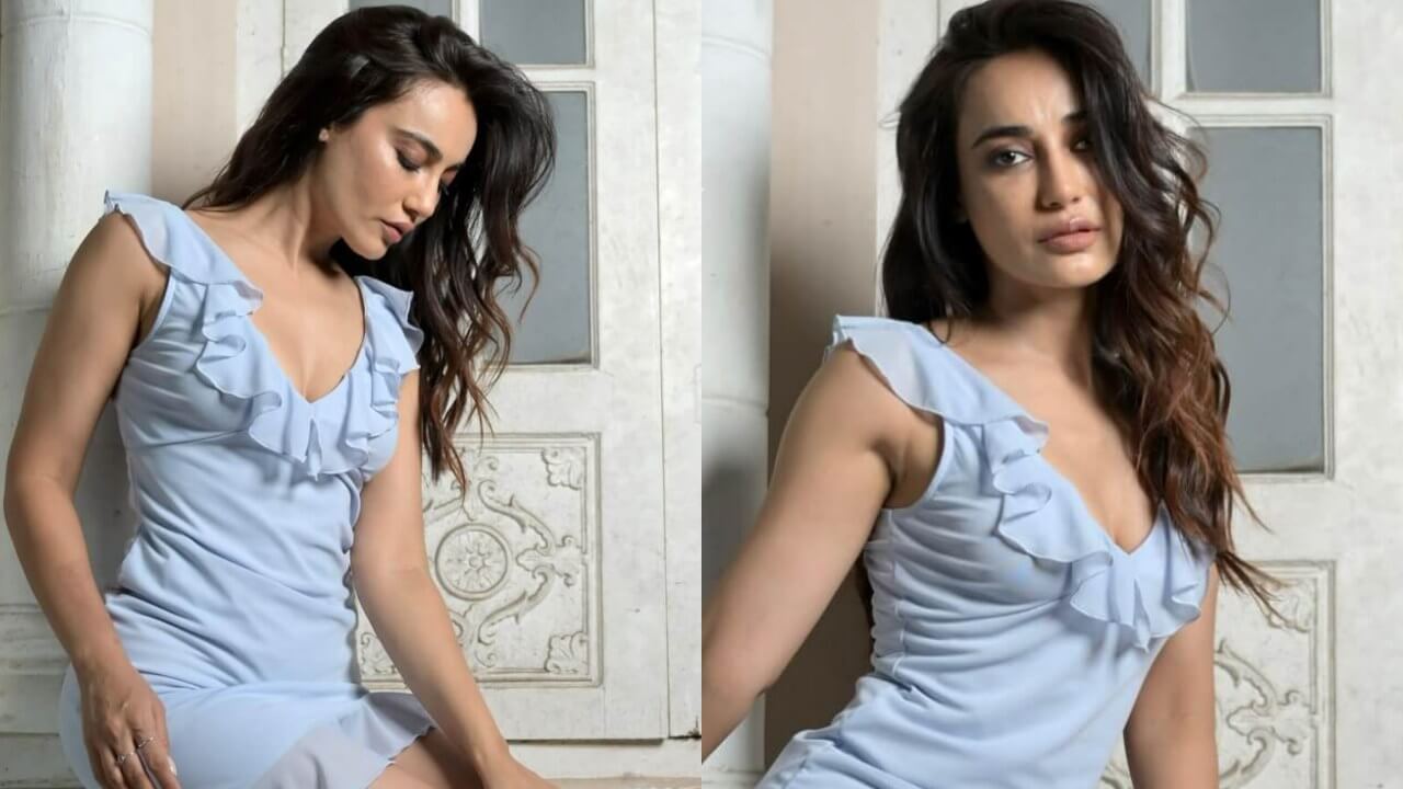 Surbhi Jyoti plays with ruffles in plunging-neck blue mini dress, see pics 847816
