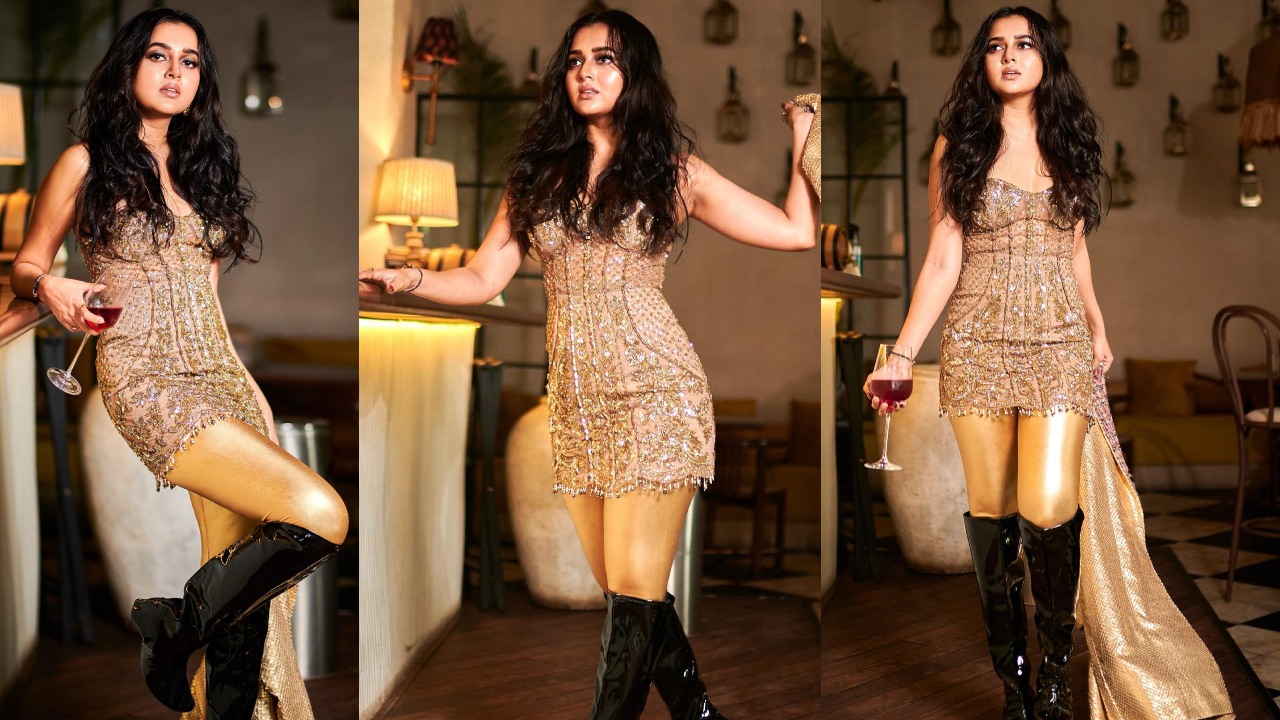 Tejasswi Prakash's Bustier Mini Dress With Thigh-high Boots Is Made For Cocktail Party 857177