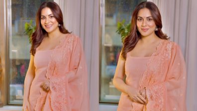 Viral Photos! Shraddha Arya is desi babe in peach pink salwar suit