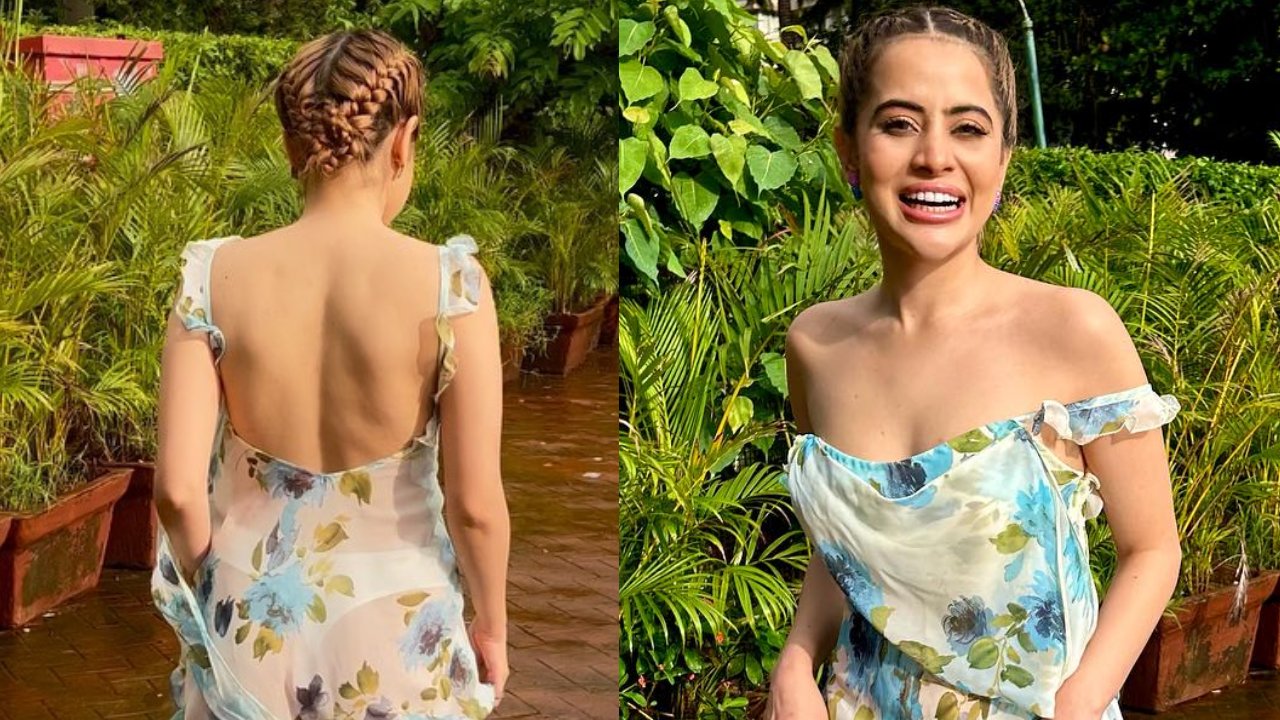 Viral Video: Urfi Javed Makes Heads Turn In Transparent White-Blue Floral Backless Dress And French Braids 850507