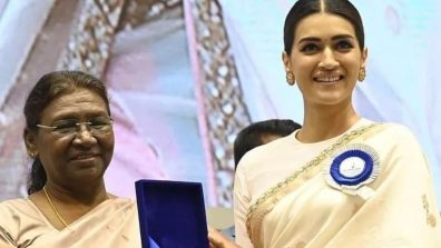 69th National Film Awards ceremony 2023: Kriti Sanon looks divine in ivory saree and floral bun [Video]