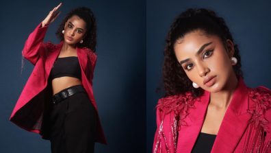 Anupama Parameswaran channels inner barbie in hot pink blazer and black co ord set [Photos]