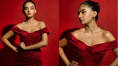 Anushka Sen Looks Fiery Hot In Red Off-shoulder Corset Dress, See Photos