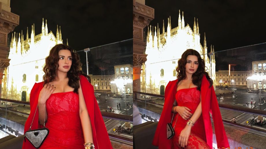 Avneet Kaur Paints Town Red In Red Mesh Dress And Chic Blazer, See Bold Photos 861882