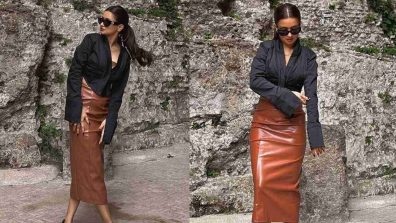 Avneet Kaur takes Italy by storm with a chic brown leather outfit