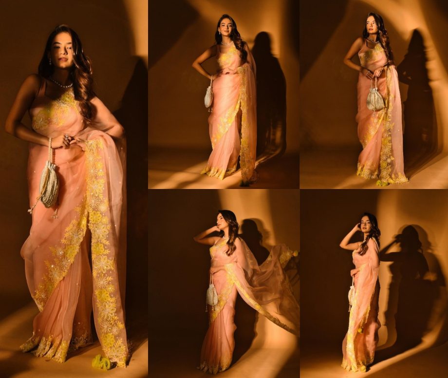 Baal Veer actress Anushka Sen gives contemporary flair to her organza peach saree 865442