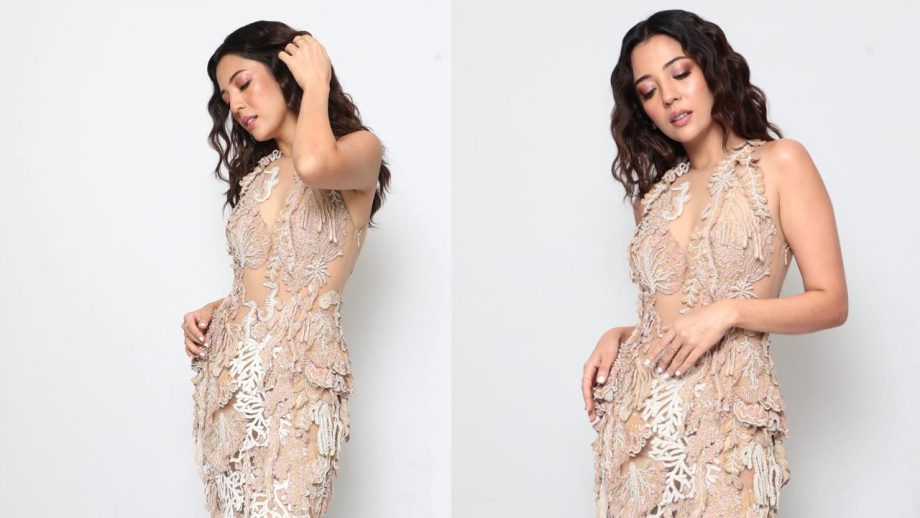 Barkha Singh Turns Mermaid In Beige Pastel See-through Trail Gown, See Photos 861032