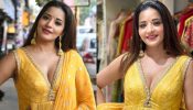 Bhojpuri actress Monalisa looks divine in deep neck yellow embellished salwar suit [Photos]
