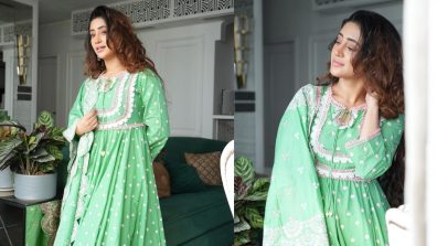 Bookmark Shivangi Joshi’s Green Anarkali Set Worth 11,900 For Dussehra Celebrations